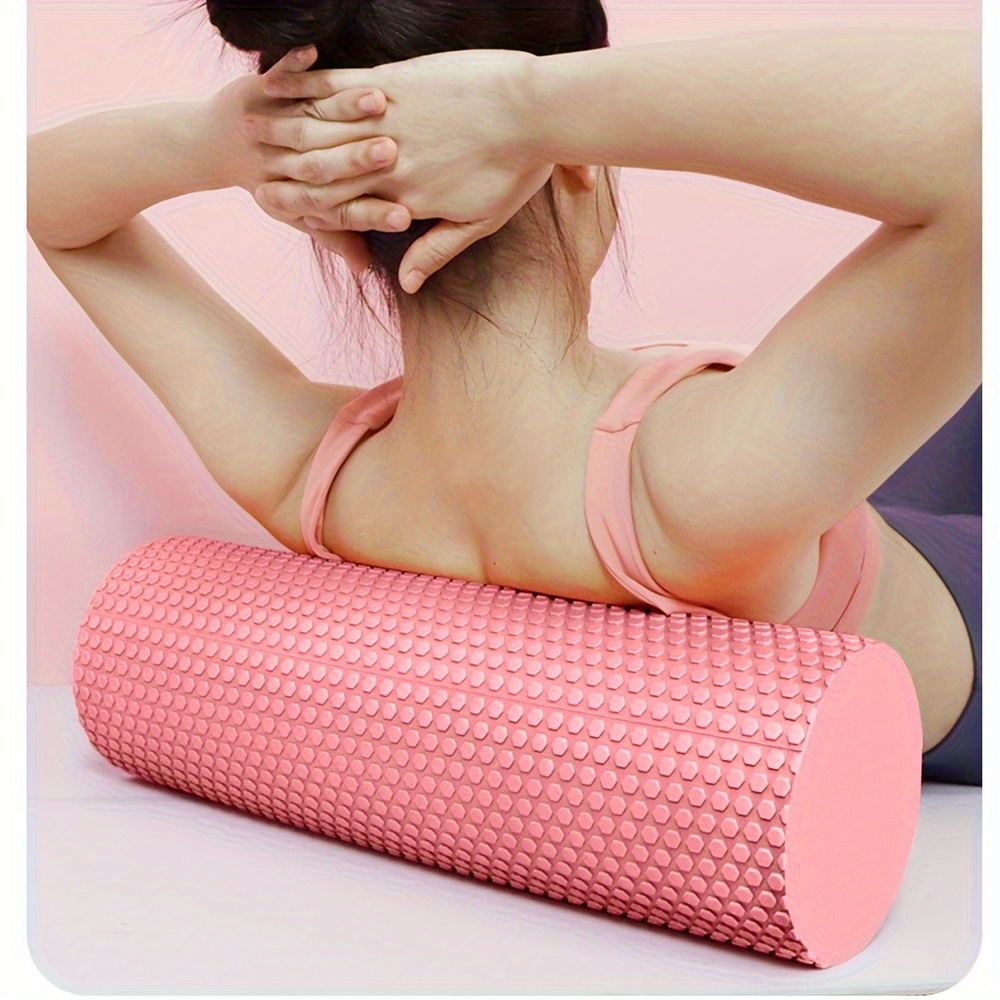 Round EVA Foam Premium Yoga Roller, Hexagonal Pattern Cylinder for Pilates Exercise, Enhanced Home Workouts - Improve Flexibility, Stretching