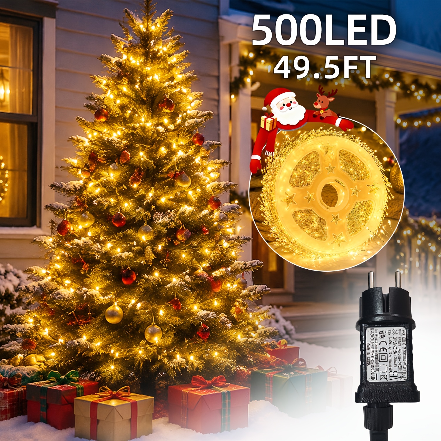 TEMU Catena Luminosa Natalizia a 500/1000 LED d', Lampada a Spina con 12 Modalit�, Smart, Ultra Luminosa, LED Luci Festivit� , Rame per Decorazioni