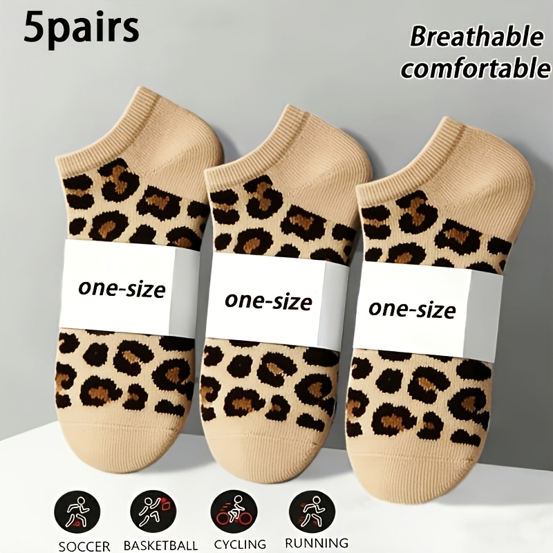 E-shop 3/5 Paar Damen-Socken mit Leopardenmuster, minimalistische, lässige, bequeme Socken, modische, leichte Crew-Socken, für alle Jahreszeiten, für