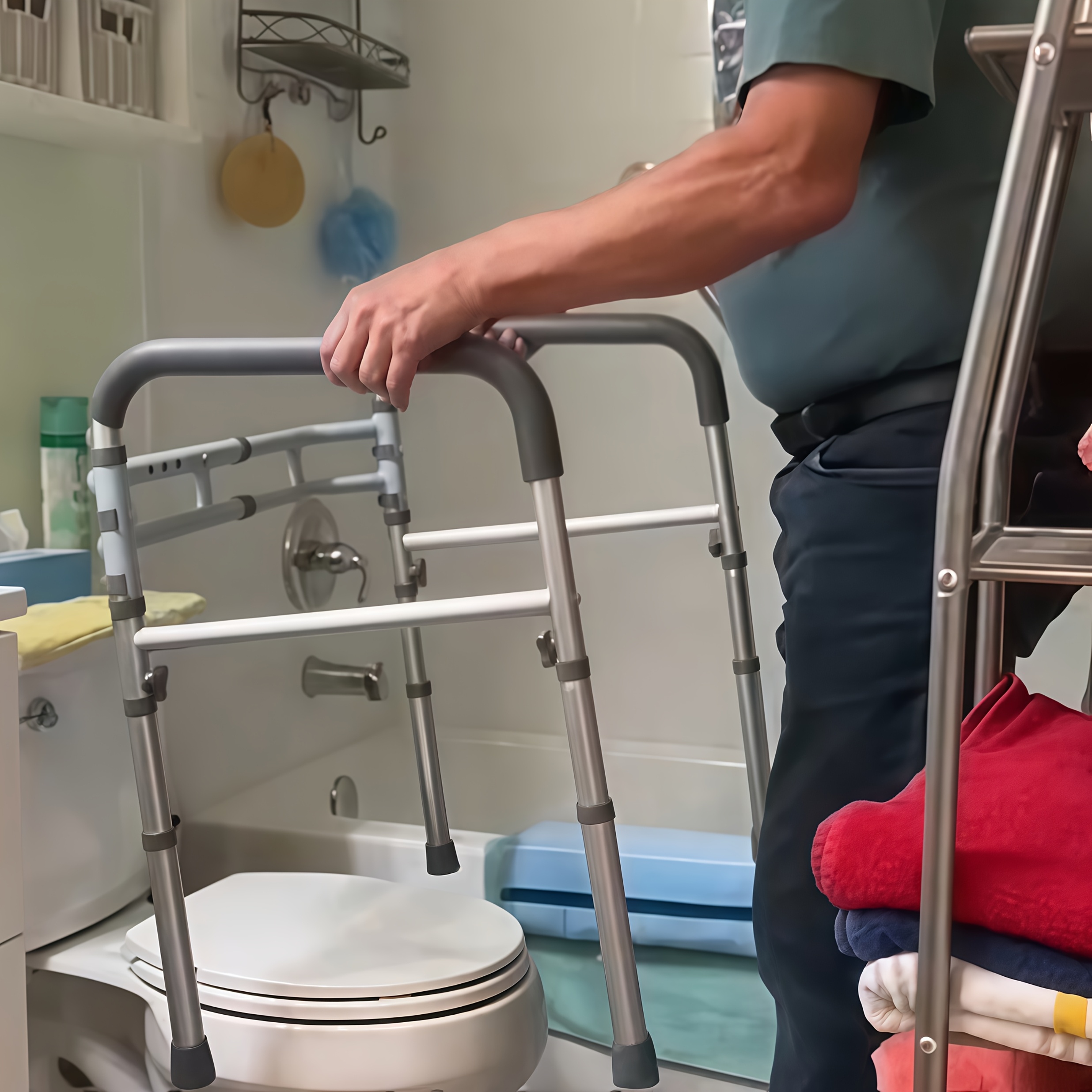 Adjustable & Foldable Toilet Safety Frame With Handles & Suction Cups - Aluminum, 136.08 Kg/300 Lbs Capacity, FSA/HSA Eligible, Ideal For Elderly, Seniors, Disabled - Fit, Sturdy Support - Image 3
