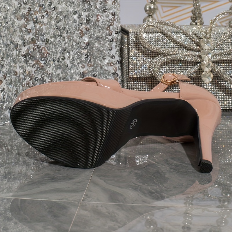 Chic Women's Stiletto Sandals with Ankle Strap Open Toe, High Heel  Platform Pumps in Solid Color Cover