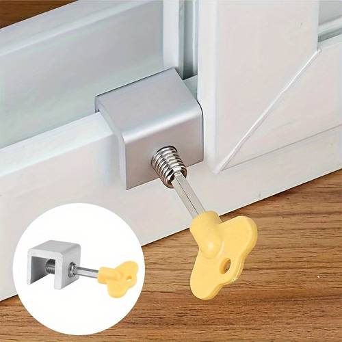 9pcs 3set door and window limit clamps sliding window locks with protective pads key lock sliding window locks sliding window locks home and office window plugs ventilation restriction tools metal structure without drilling