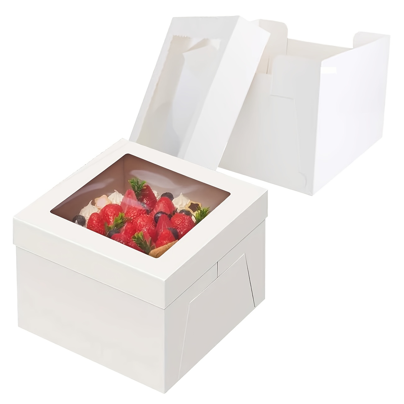 

10pcs Cake Boxes 12x12x8in Tall Cake Boxes For Tier Cakes With Window Disposable Cake Containers With Lids White For Wedding Birthday Party Christmas Holiday Travel Celebrations