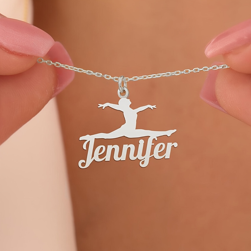 TEMU Custom Dancer Name Necklace Stainless Steel Artistic Gymnastics Necklace Personalized Ballet Pendant Necklace Daily Wear Jewelry Women's Popular