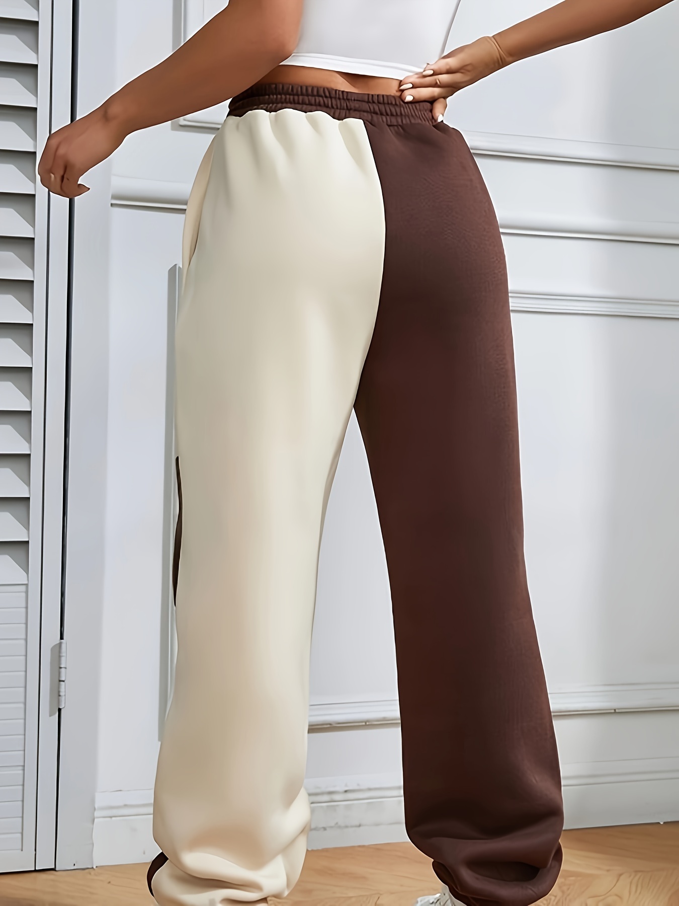 Trendy Casual Color-Blocked Long Pants