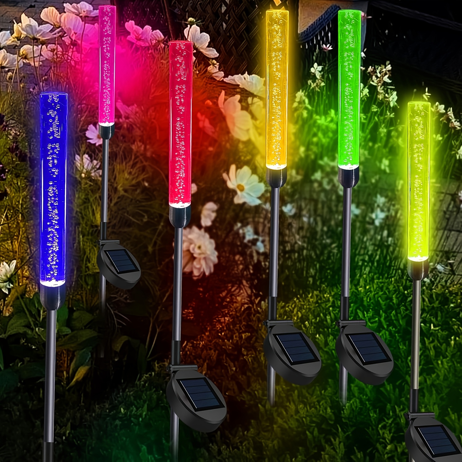 TEMU Solar Garden Lights, Stakes, Color-changing Led Lights, Outdoor Garden And Yard Decorations Suitable For Gardens, Patios, Walkways, And