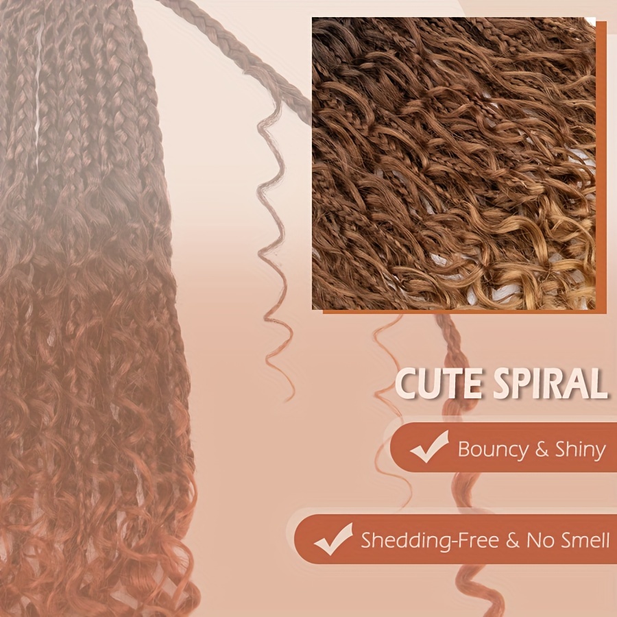 3pcs handmade pre looped box braids goddess soft thick curly synthetic hair extensions 14 inch afro ombre boho   knotless jumbo twist braiding hairpiece for women festival christmas   use details 4