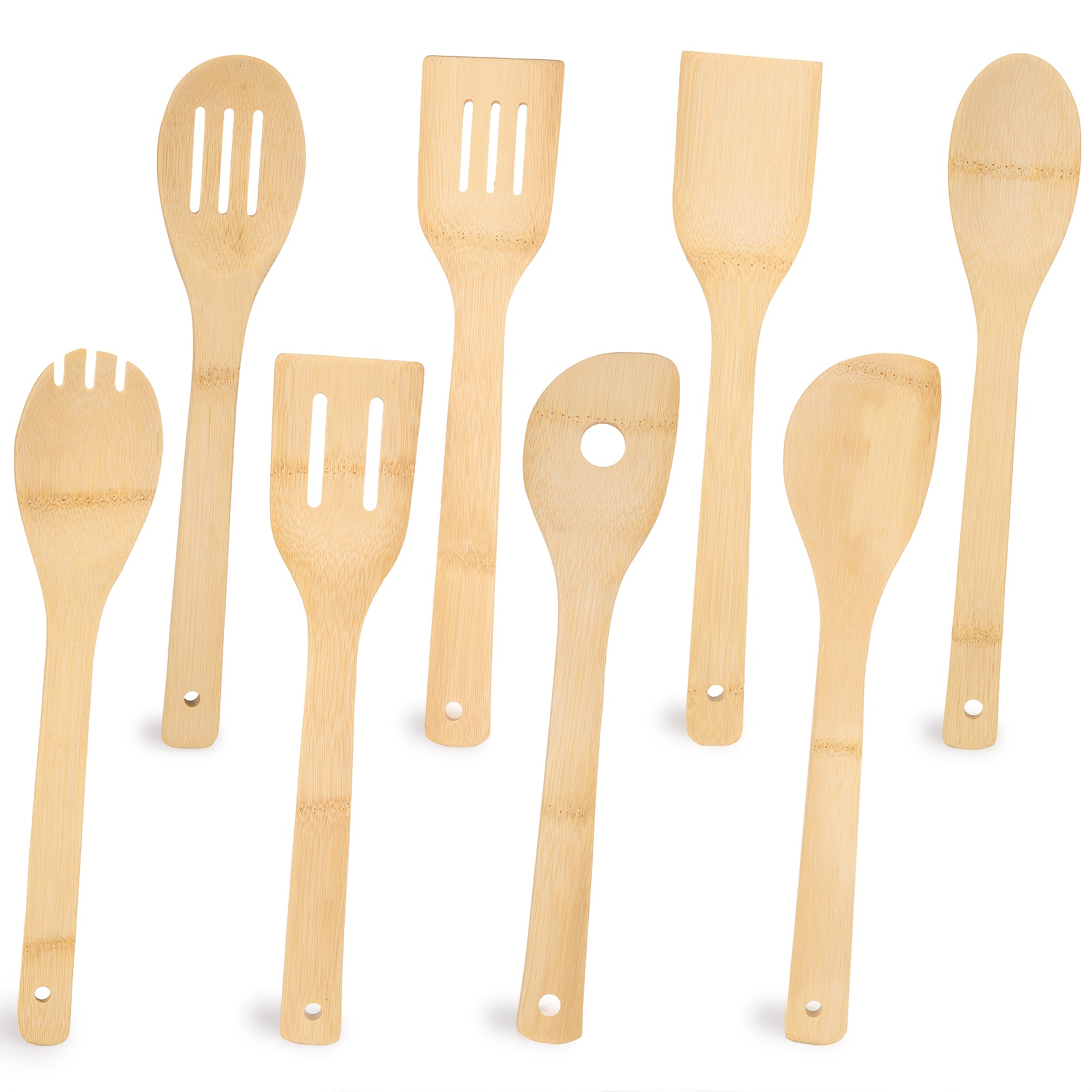 TEMU Set Of 8 Kitchen Tools, Including Wooden Spoons And Spatulas, Perfect For Cooking And Housewarming Gifts