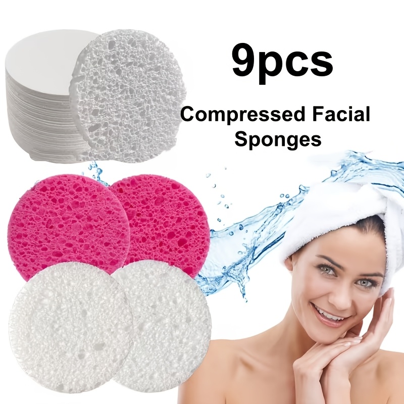9pcs Natural Compressed Facial Sponges for Cleansing and Exfoliation