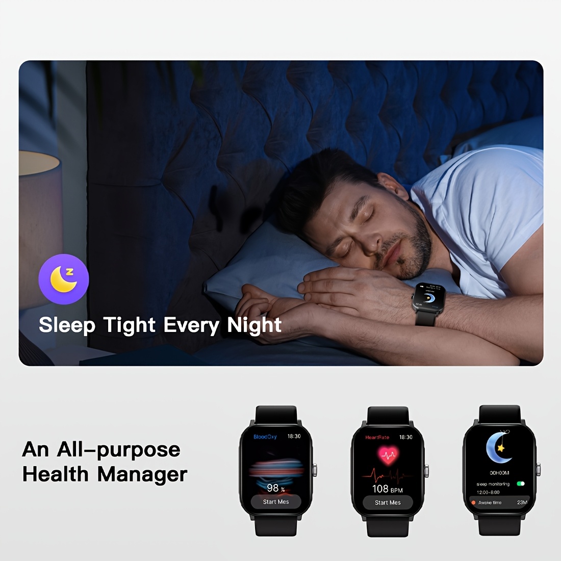 ساعة EqiEch الذكية للرجال والنساء، ساعة لياقة بدنية 5.33 سم، (الرد/إجراء مكالمة)، أوضاع تمرين متعددة، مقاومة للماء IP68، مكالمة لاسلكية، سوار ذكي بشاشة لمس، جهاز تعقب اللياقة البدنية، سوار مراقبة الصحة | ملابس عصرية يمكن ارتداؤها | ساعة بحزام سيليكون