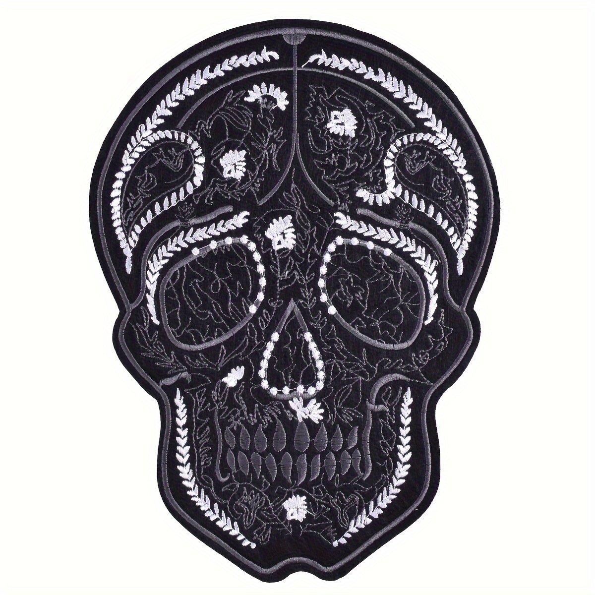 1pc Black Embroidered Patch, Head Applique For Jacket, Backpack, Clothing Decoration
