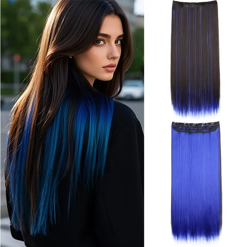 1pc vibrant clip in hair extensions with 5 clips long straight heat resistant synthetic fiber hairpiece for women adds volume length for hair extensions for women versatile hairpiece heatresistant hair details 9