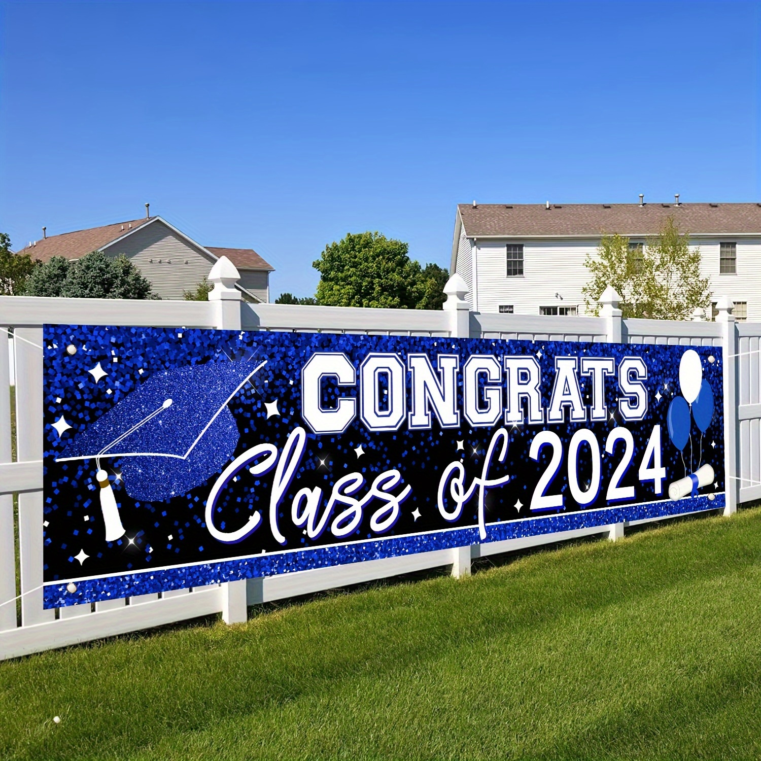 Blue Sparkling 2024 Graduation Yard Sign Congrats Grad Lawn Temu