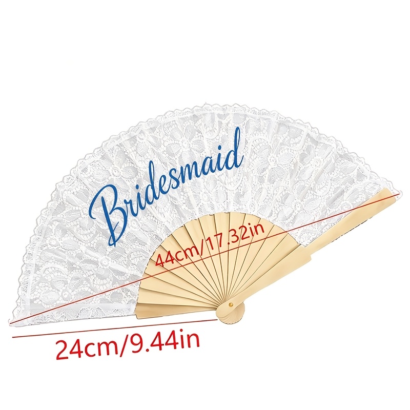 TEMU 1pc White Lace Bridal Folding Fan, White Lace Folding Hand Fan, Portable Retro Hand Fan, Bridal Photo Prop, Bachelor Party Wedding Decoration,