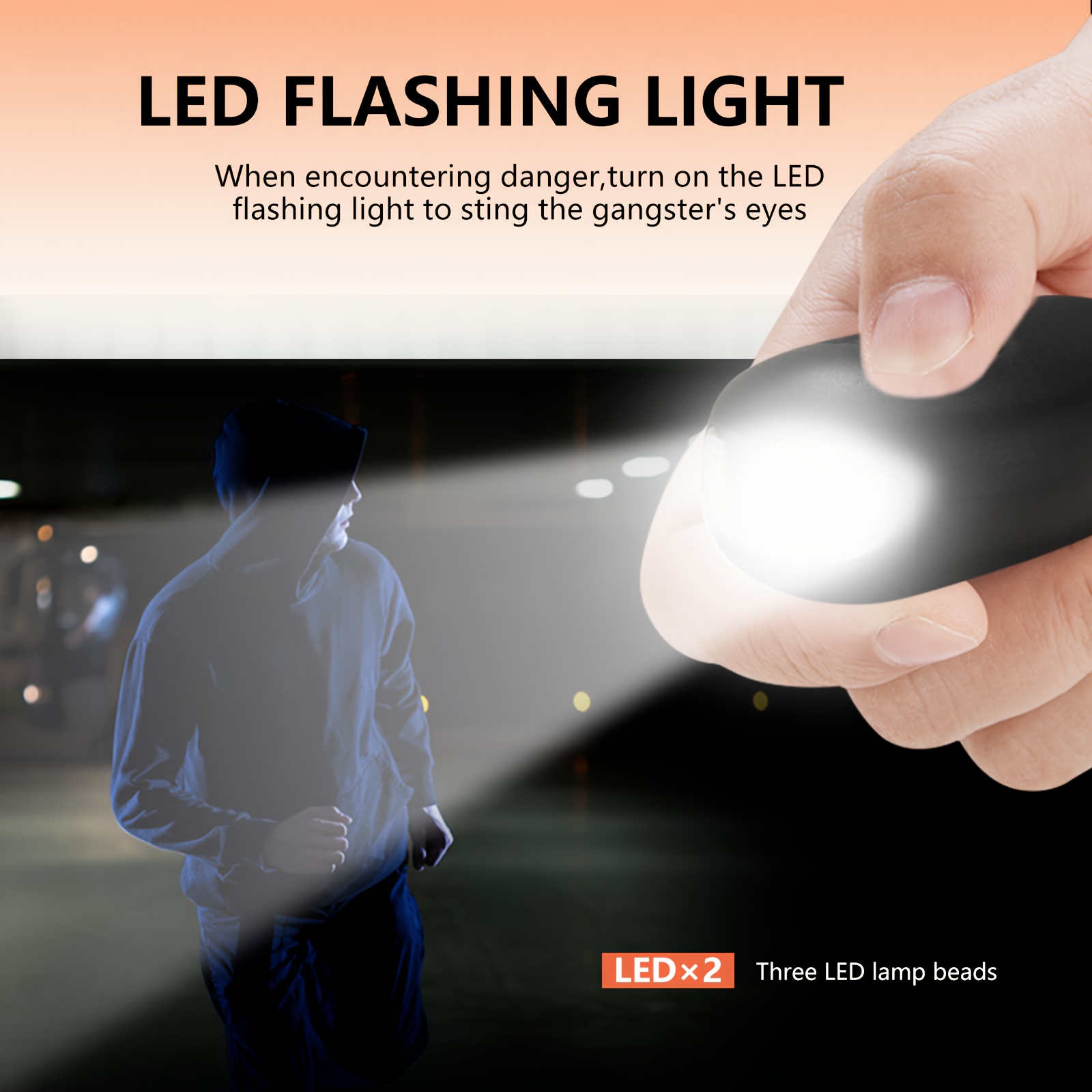 rechargeable personal alarm 130db led light keychain alarm for women and elderly usb charging lithium polymer battery Product details 6