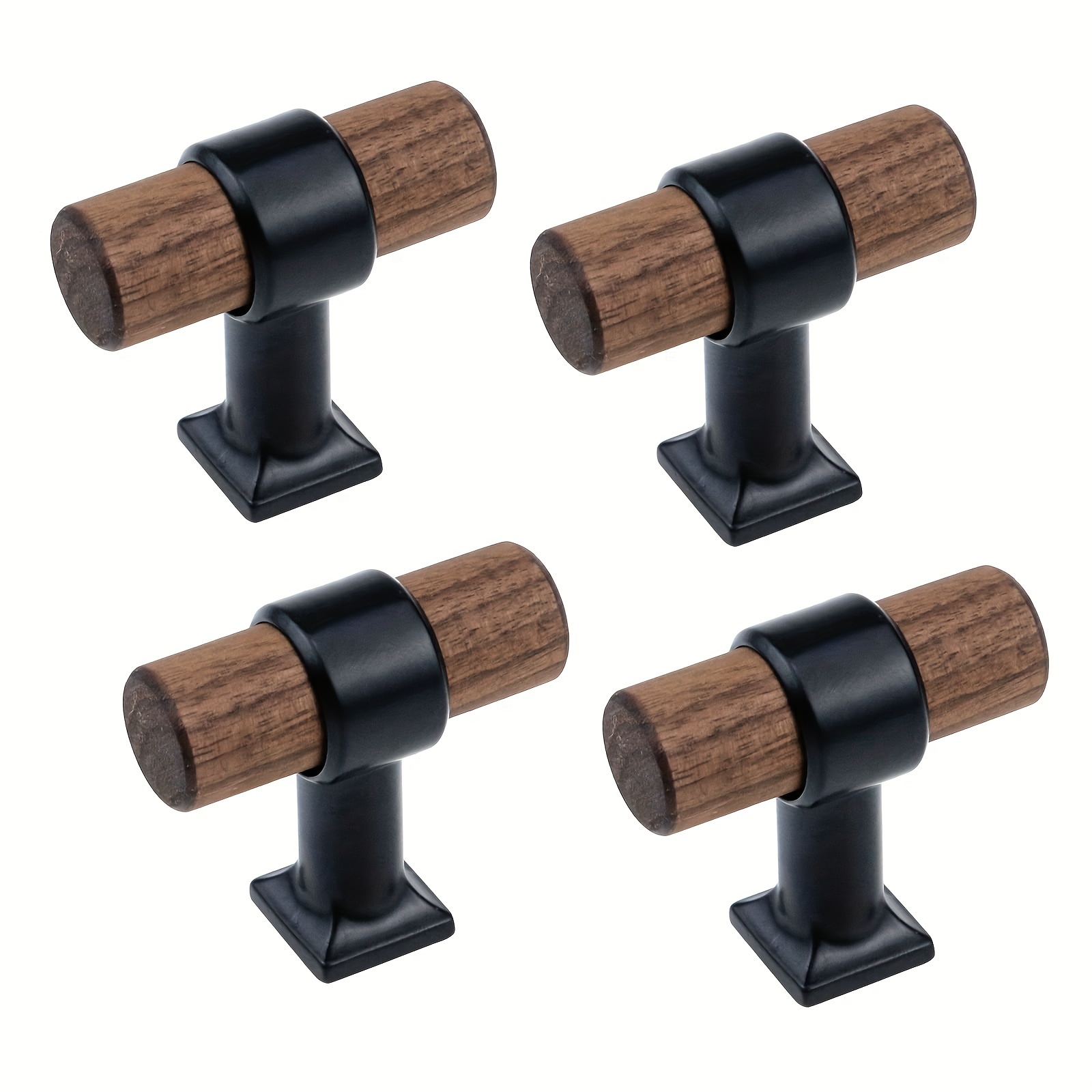4pcs Drawer Pulls, Single Hole Walnut Wood Kitchen/wardrobe/cabinet Hardware Pull Handle With Screw, 1.57" Total Length