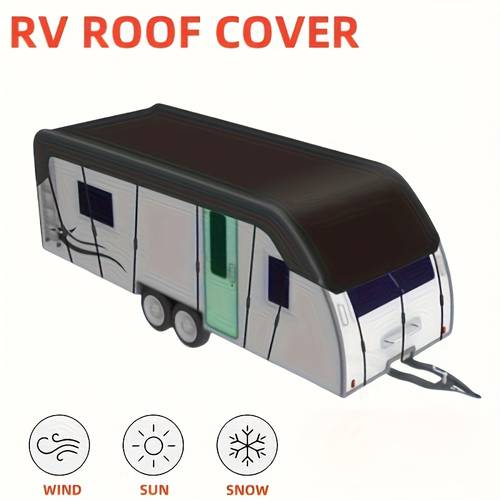 imagen del artículo 1 pieza de cubierta de techo para rv resistencia - resistente a uv, viento, nieve y polvo - protección para las condiciones climáticas - compatible con la mayoría de los autocaravanas, autocaravanas, remolques de viaje - instalación con ganchos/ - toldo de camping , de autocaravana, diseño elegante, bordes , a prueba , viajeros de carretera