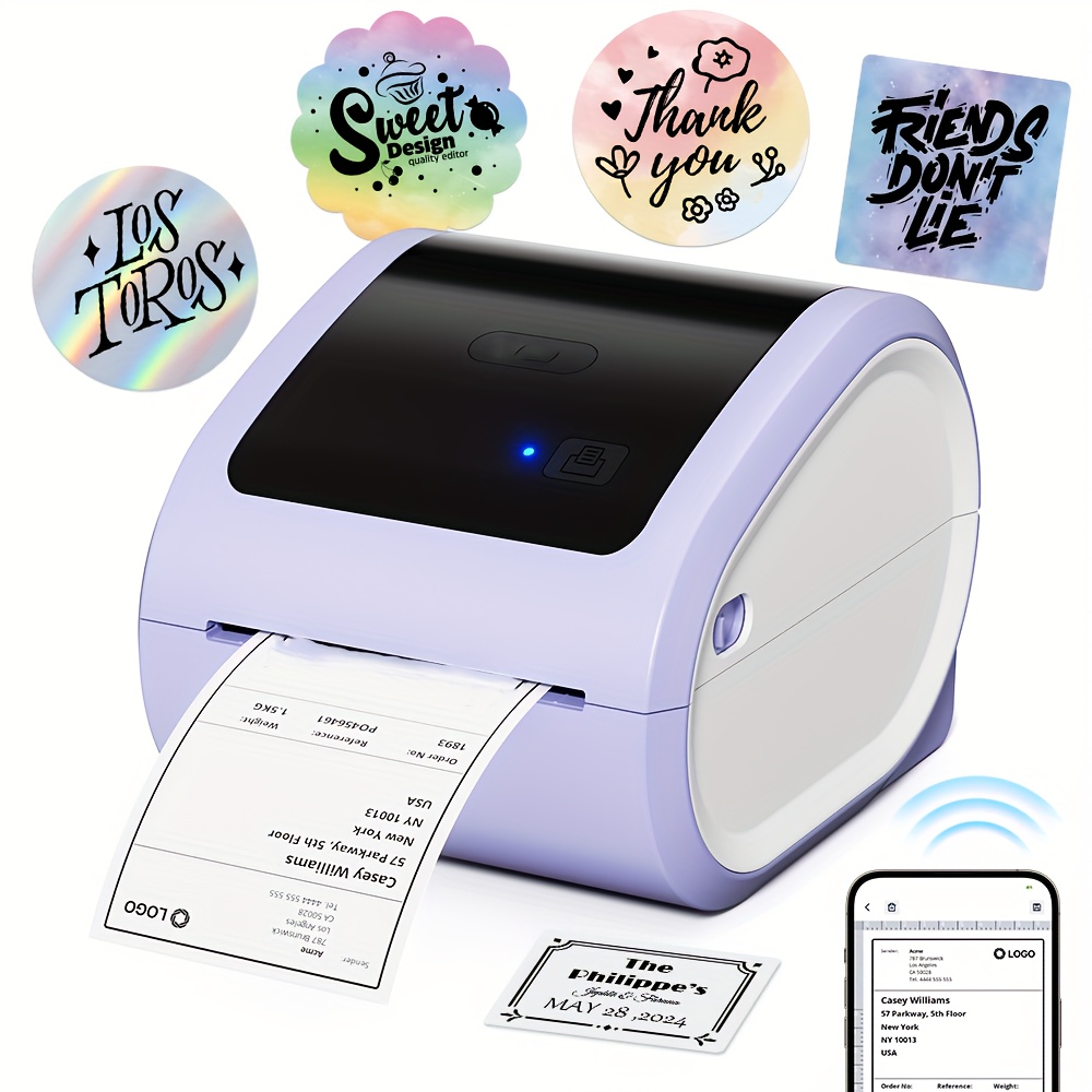 1pc Wireless Label Printer, Shipping Label Print With Compact And Portable Design, No Ink Needed, Perfect For Shipping, Retail, And Home Organization, Inkless Printer With Paper Bin..