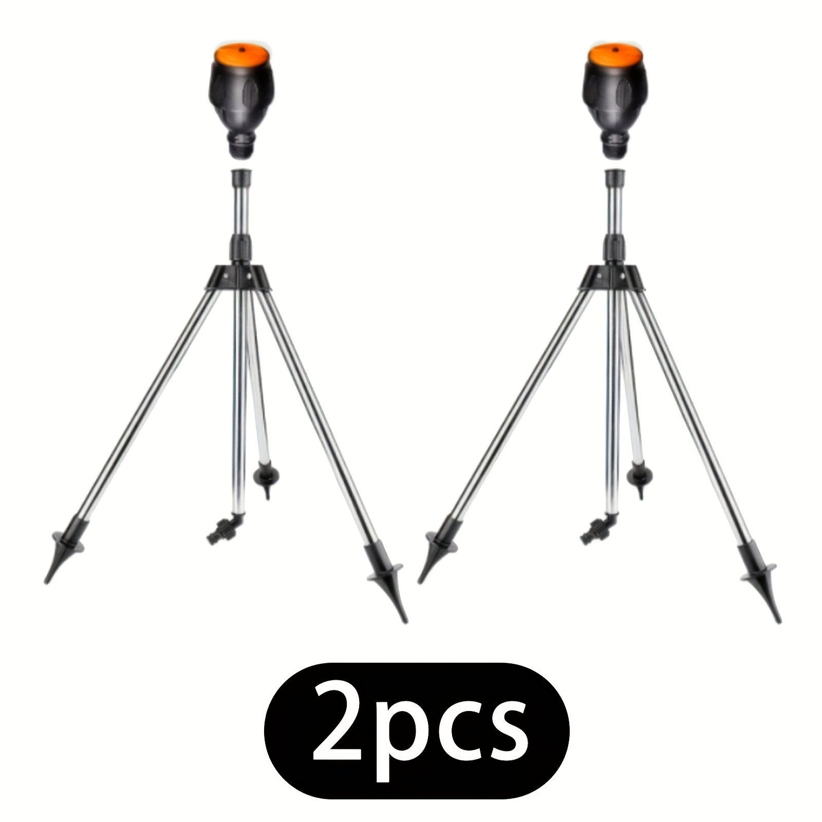 Image of [adjustable Rotary Sprinkler] 2pcs Adjustable 360° Rotary Sprinkler Head - On Telescopic Tripod Stand, Ideal For Lawn And Garden Watering, Vehicle Cleaning