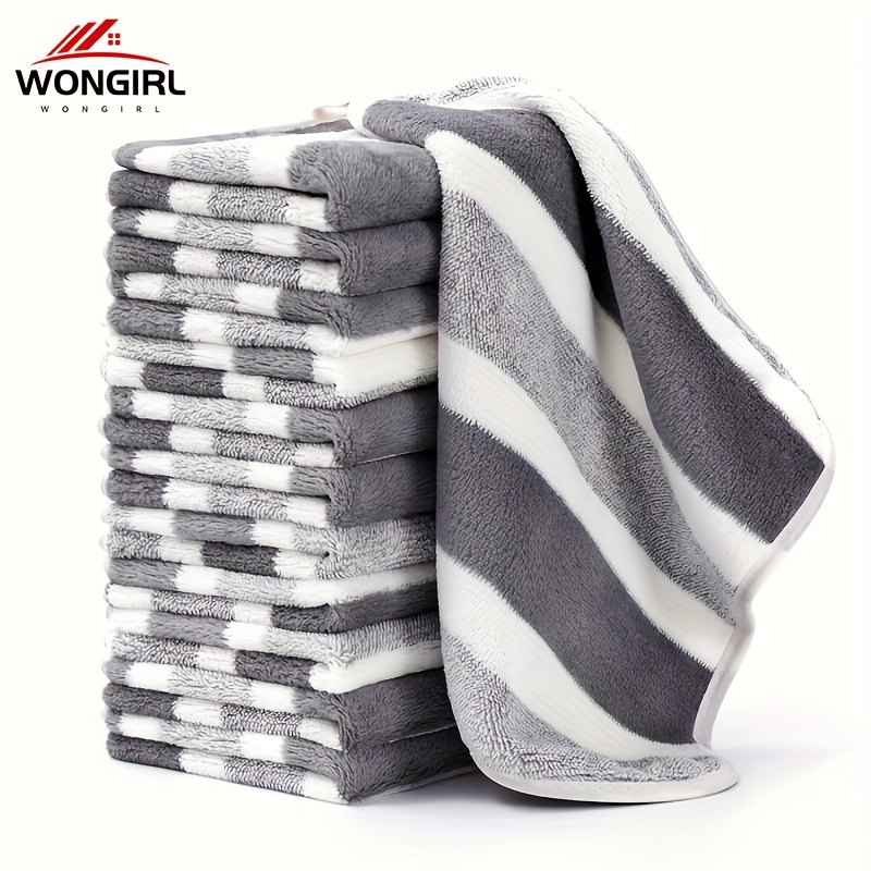 

12pcs Of 11.8in*11.8in Wide Striped Large Towels Set, Super Cost-effective, , Stain-removing And Drying