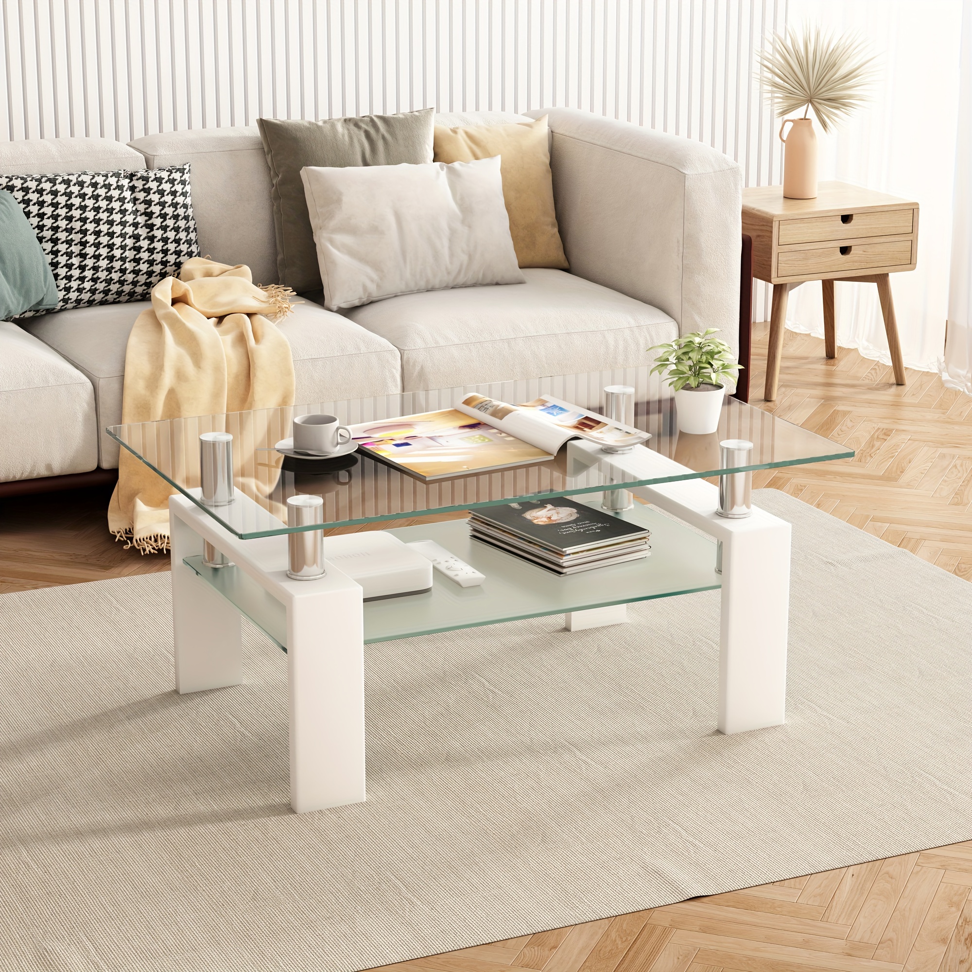 

Gssdee Table, Clear Coffee Table, Modern Side Center Tables For Living Room, Living Room Furniture