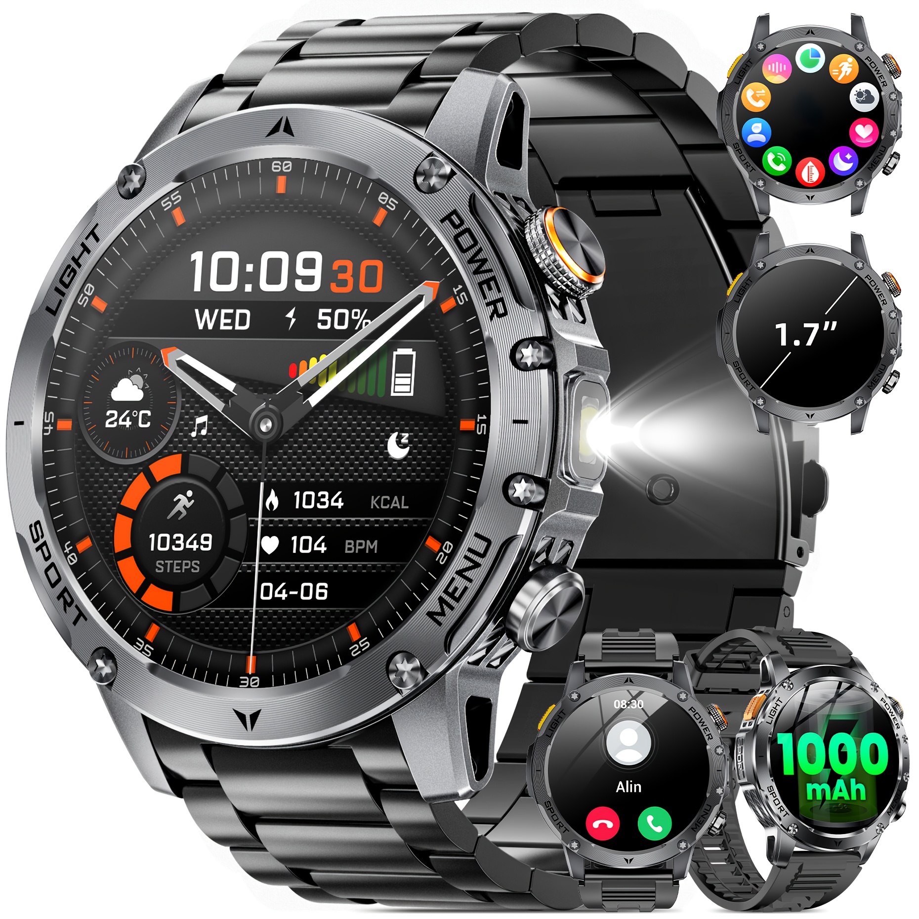 Image of Mingtawn 2025 Watch, 1.7-inch Hd Display, Supports Wireless Calls (answering/hanging Up), Multiple Sports , Long , Led Flashlight, Message Notifications, Multifunctional Fitness