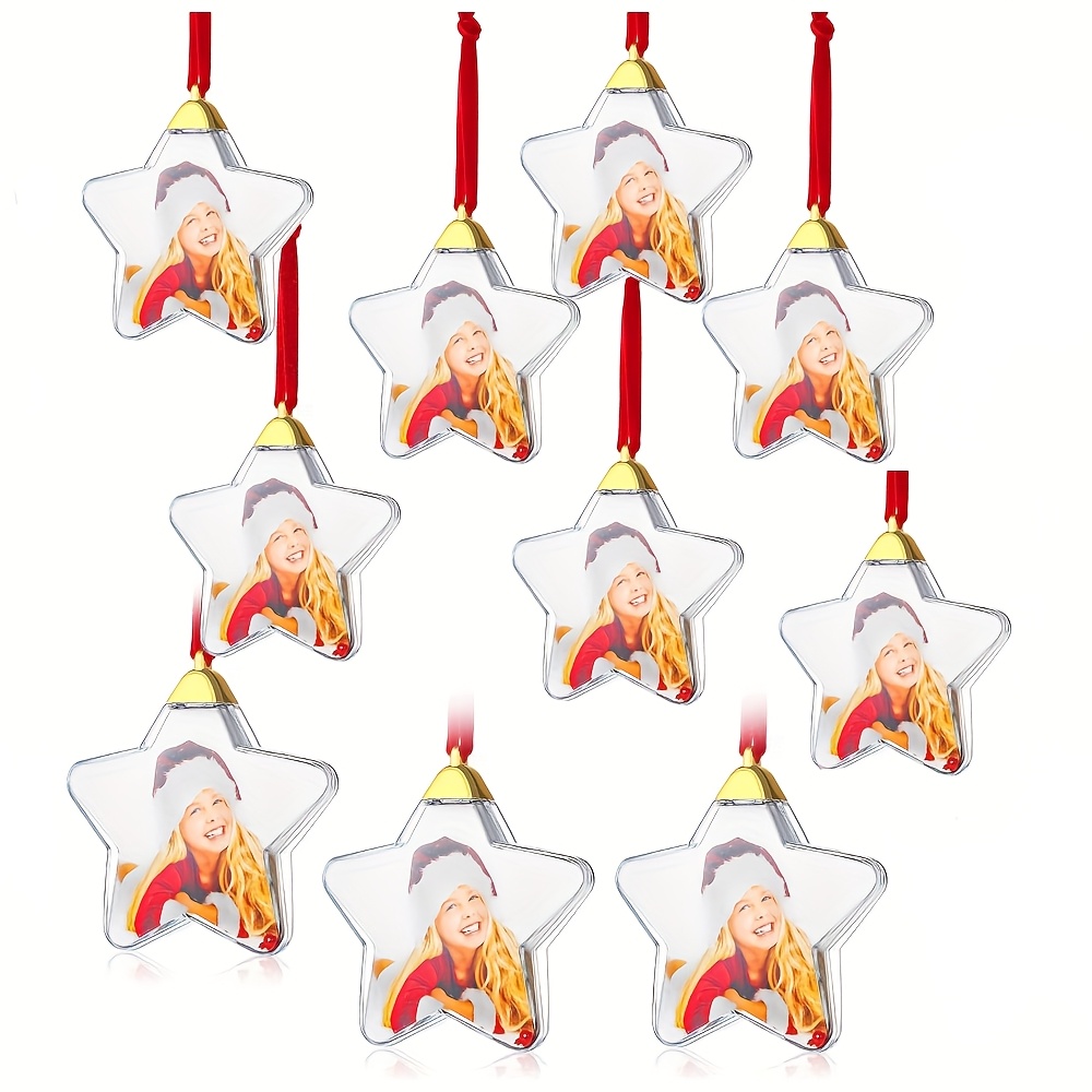 TEMU 10 pezzi Ornamento Fotografico Sfera Natale Plastica da Appendere Cornice Fotografica Ornamento Foto Meringhe per Albero di Natale Decorazione
