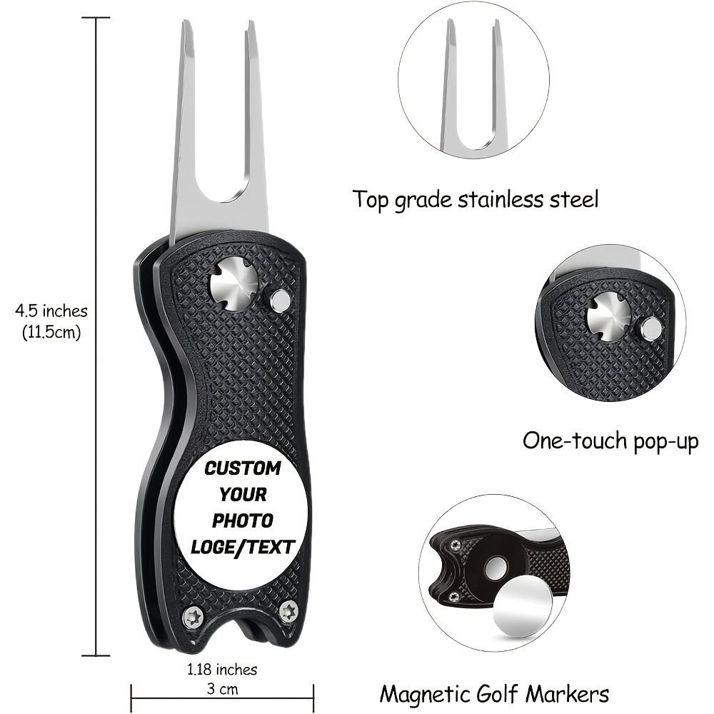 TEMU Outil de de golf personnalisé avec marqueur de balle, outil de réparation de golf pliable personnalisé, cadeau d'accessoires de golf pour hommes