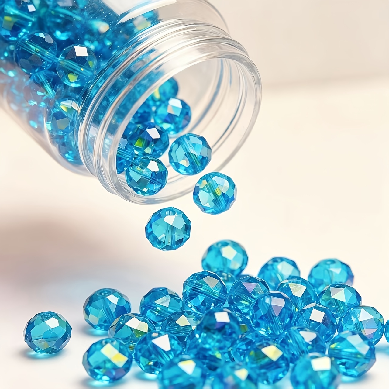 TEMU 93pcs 6/8mm High- Lake Blue Multi- Beads, Transparent Through-hole Loose Beads For Clothing, Shoes, Boots, And Jewelry Accessories > Women's
