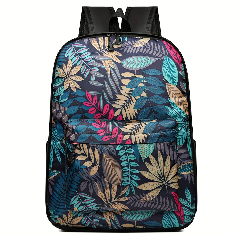 TEMU Chic Vintage-inspired Nylon Backpack For Women - Waterproof, Adjustable Straps, Lightweight With Trendy Prints & Sequin Detail - Daily Commute