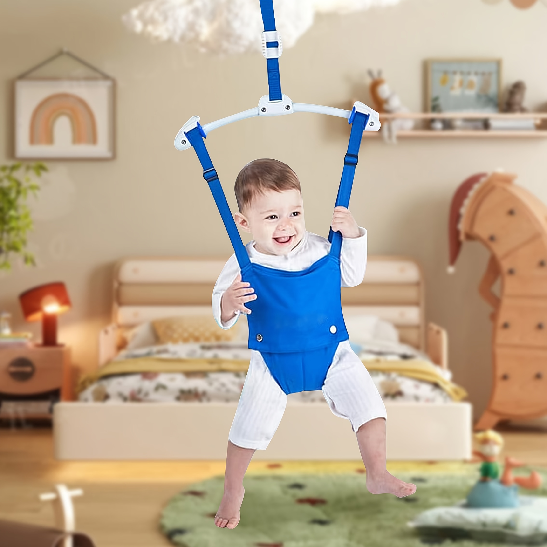 Adjustable Youngsters, Youngsters and Youngsters Walking Harness with Comfort Seat - Durable Nylon, Blue - The Perfect Choice for Family and Outdoor Play Youngsters's Door Clip Bouncer Chair, Length Adjustable