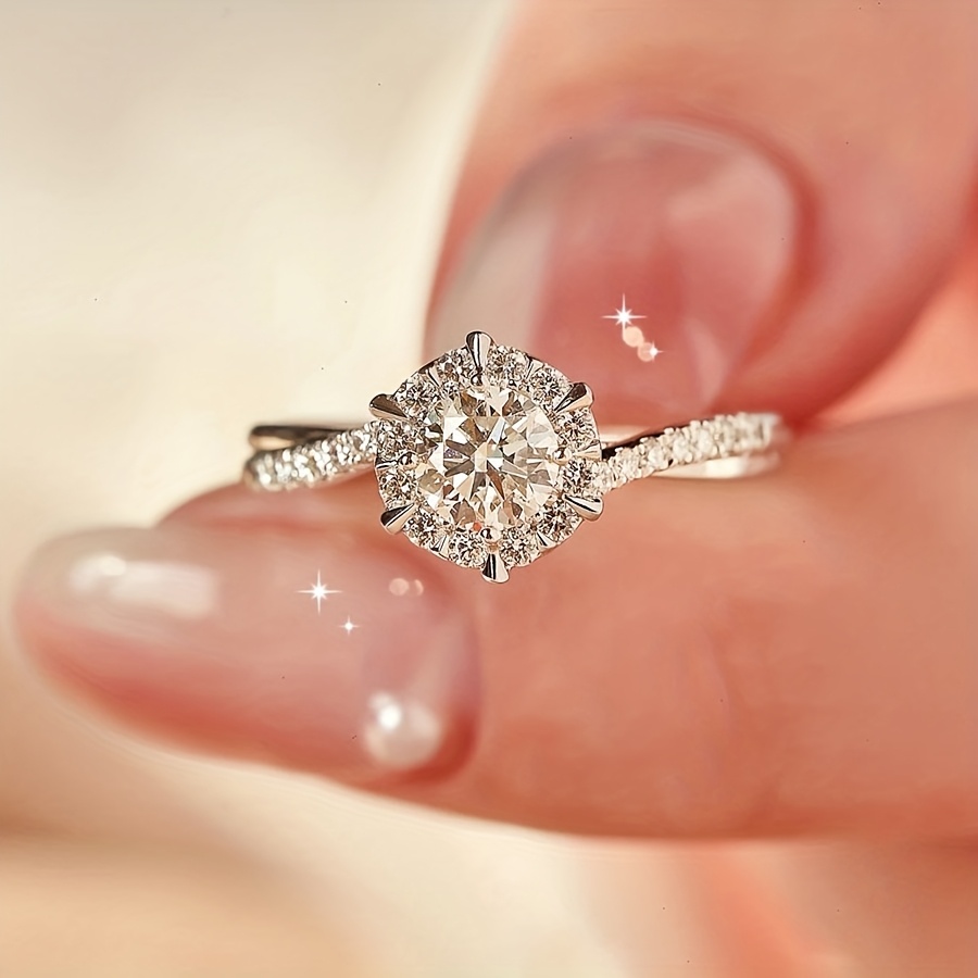 TEMU A Stylish And Luxurious Zirconia Ring For Women, Featuring An Elegant And Romantic Design, Weddings, Engagements, Proposals, And Valentine's Day