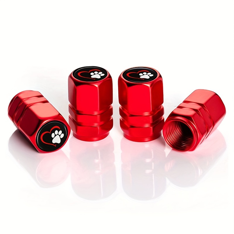 Image of 4pcs Tire Valve Cover Valve Stem Cover, Universal For All Cars, Trucks, Suv, Motorcycles, With Cute And Footprints Design