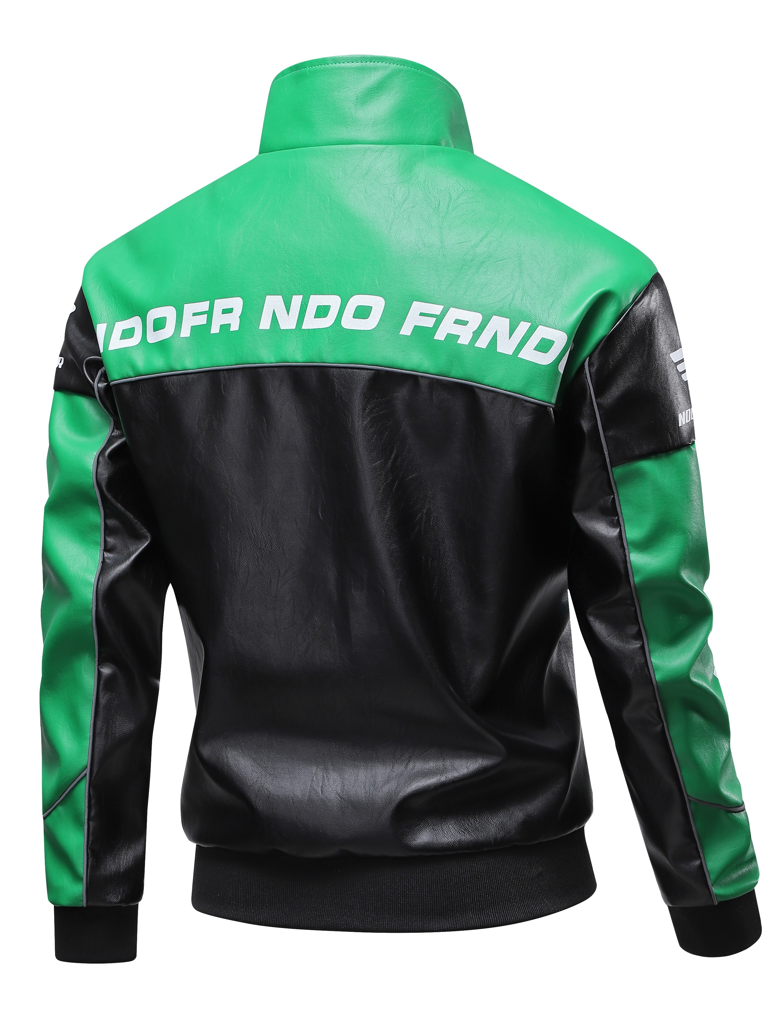 men's color block jacket trendy stand collar biker style