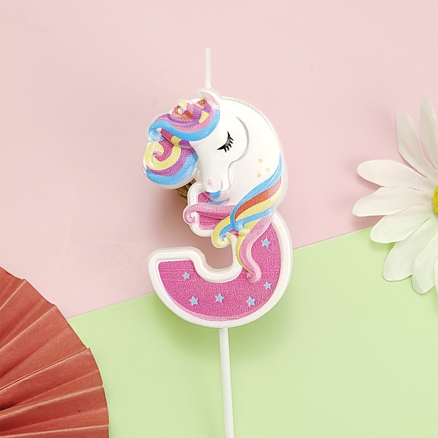Image of 1pc Of Pink Pony Number 0-9 Happy Birthday Cake Decoration Supplies Cartoon Zodiac Horse Party Birthday Celebration Supplies Creative Animal Cake Insert, Halloween, Christmas
