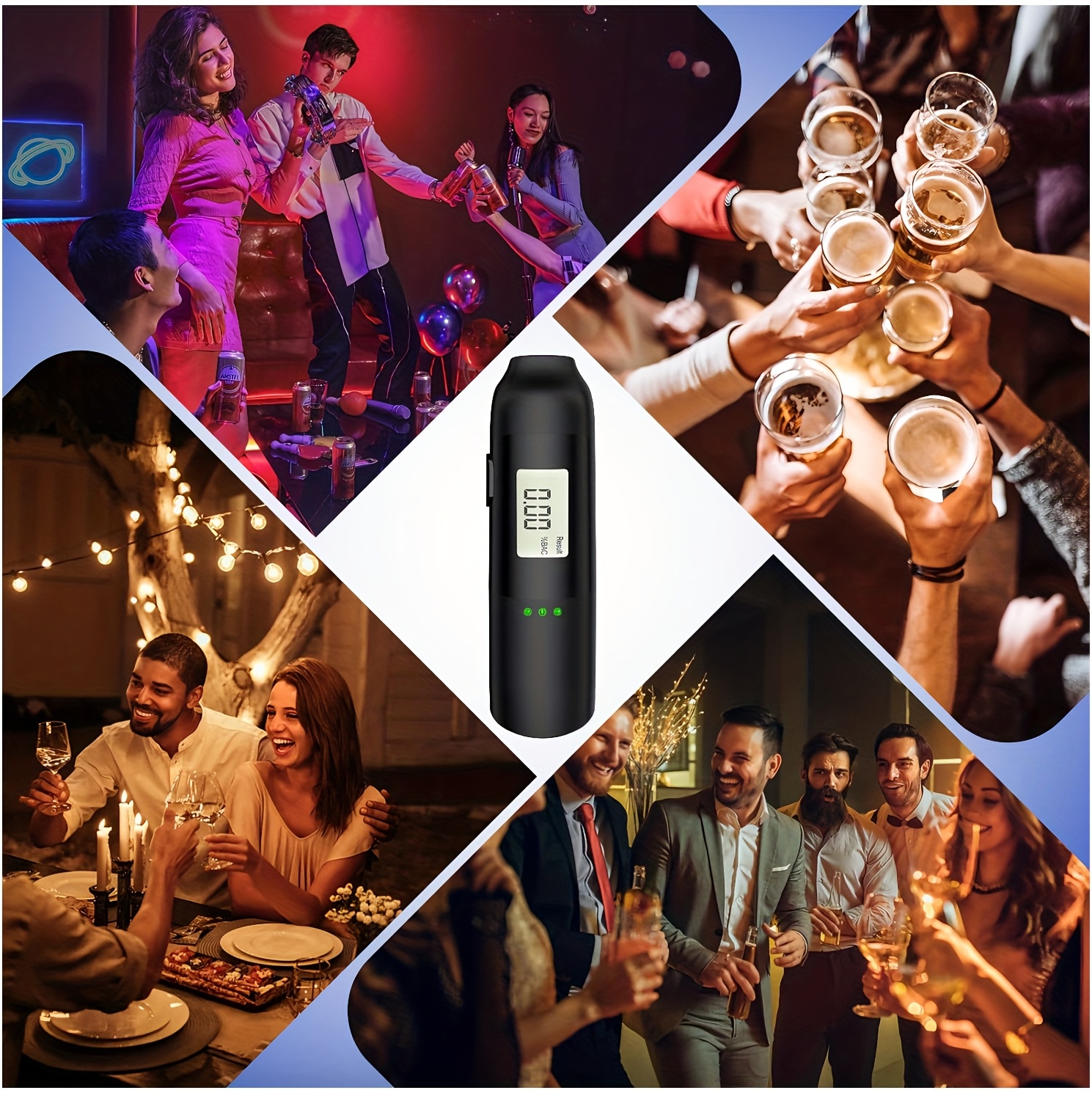 Pocket-Sized Digital Breathalyzer, breathalyzer alcohol tester, alcohol breath tester, Accurate and Sensitive Portable Alcohol Tester with LCD Display, Continuous Detection, Type-C Rechargeable, Suitable for Personal Individual, Queue, Roostertail Party, Etc