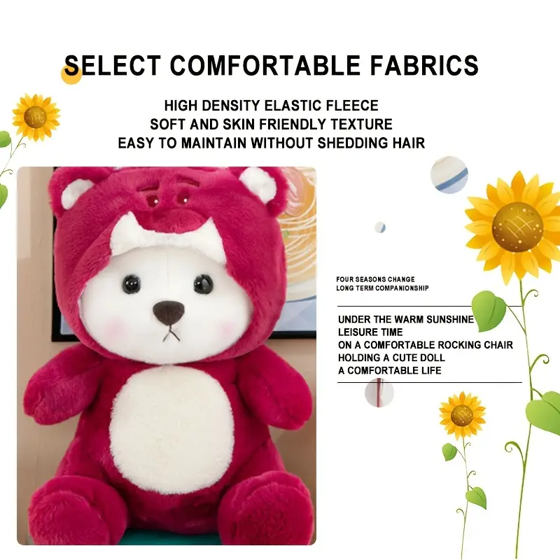 cute transforming bear plush toy soft polyester stuffed animal cuddly teddy bear doll versatile pillow cushion for room decor sofa ideal gift for christmas thanksgiving easter details 9