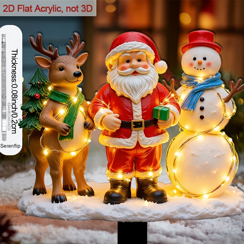 TEMU 2d Flat, [2d Flat] 2dflat - 1 Acrylic Garden Stake With Sharp End, For Soil Santa Claus, Reindeer, And Snowman Figurines, For Decorating Flower
