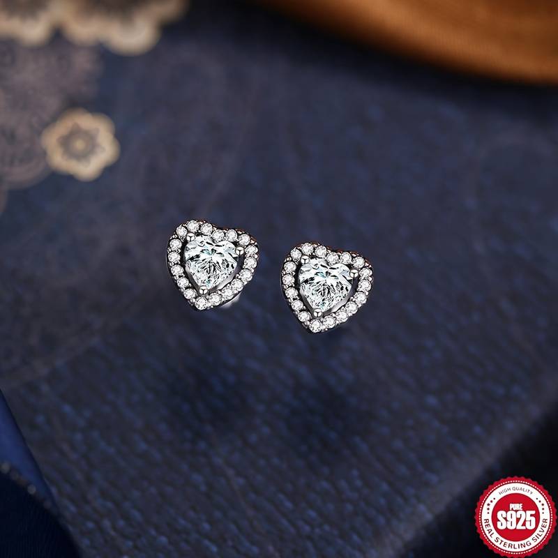 Women's 925 Sterling Silver Heart Earrings With Zirconia - Creole Style Gift From Germany