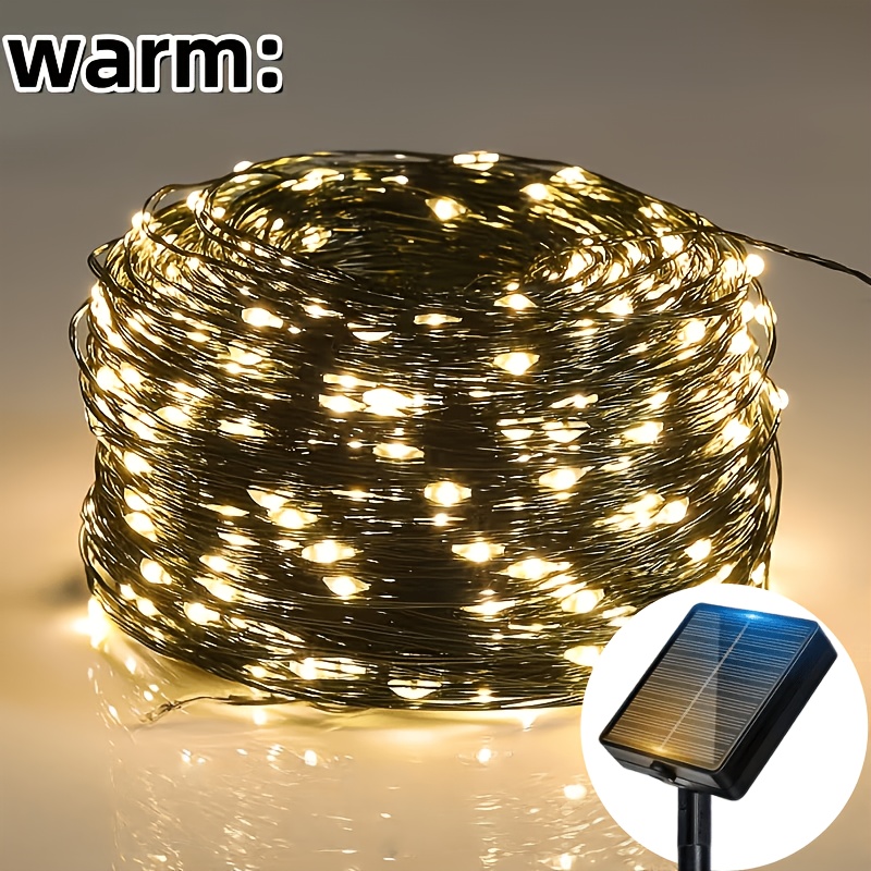 TEMU New Lithium Battery Solar-powered Outdoor Copper Wire String Lights, High Brightness 300/200/100/50 Led Fairy Copper Wire Lights, Outdoor String