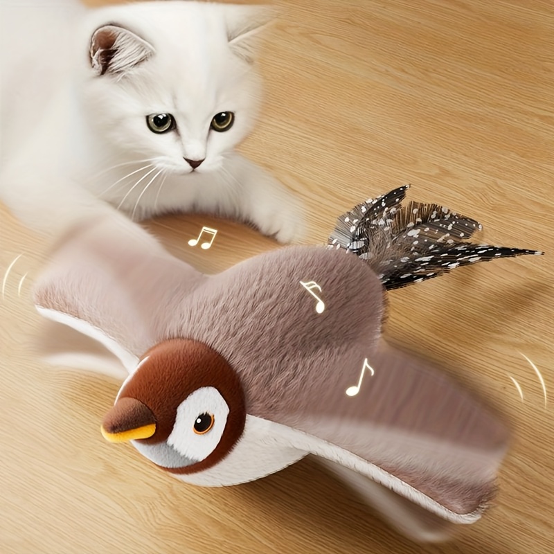 This * *ive Cat Toy Features a * Design That Flaps Its Wings to * Cats. It * with Artificial Feathers And * Bird Sounds to Better Capture The Cat'S Attention. The Fluffy *, * with a Hanging String, Allows Owners to * More * with Their Cats.