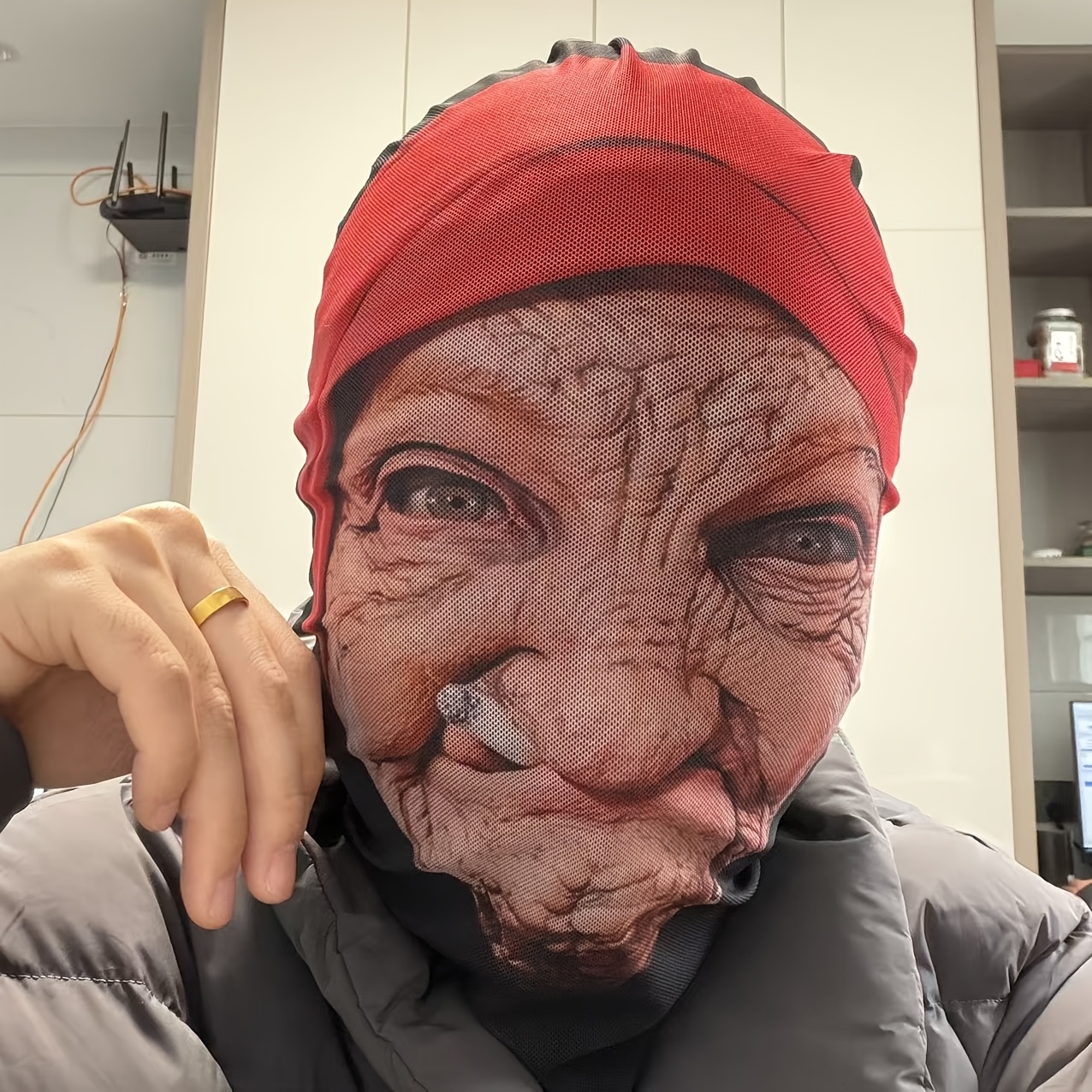 funny mask designed by an old lady suitable for   occasions   breathable perfectly fitting funny and humorous headgear holiday costume props terrifying atmosphere headgear