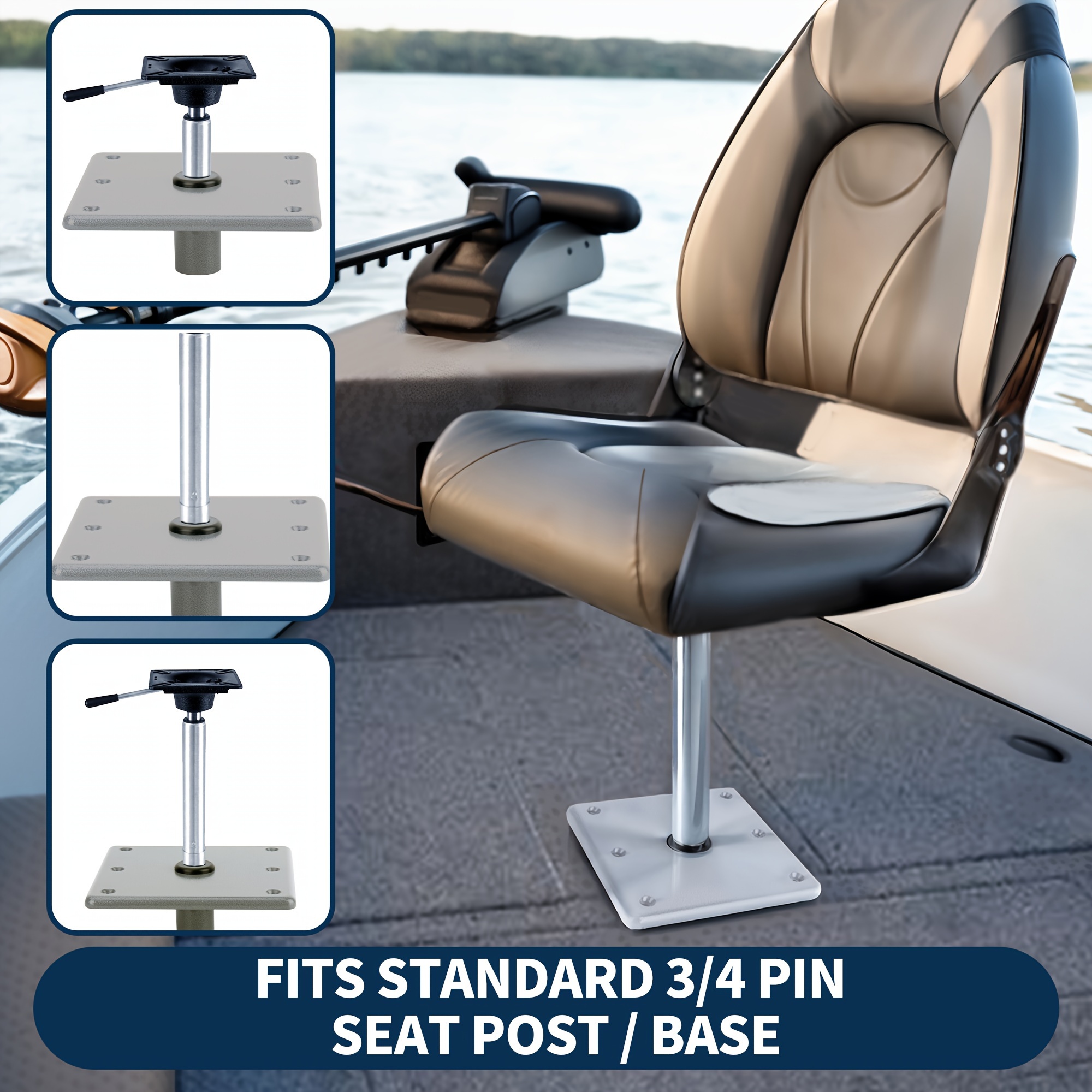 Boat Pedestal Seat Kit 2-Pack Aluminum Boat Seat Bases 7x7