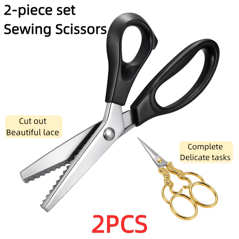 TEMU 2pcs Sewing Scissors Set, Including Lace Scissors And Thread Snippers, For Fabric, Leather Cutting And Diy Crafts. Perfect For Home Use Or As A
