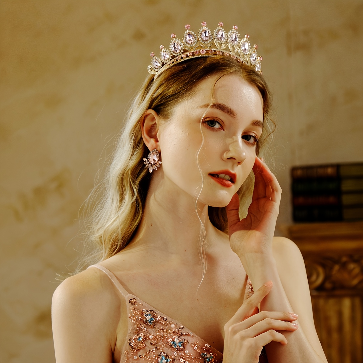 1pc baroque style bridal tiara golden metal frame Temu Mauritius