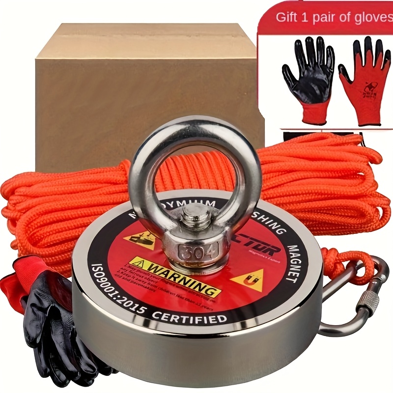 item picture 1500   pulling   fishing set   neodymium durable rope carabiner gloves and 304 thread locker   high quality river recycling and magnetic fishing magnets with ropes a magnet tool suitable for outdoor use