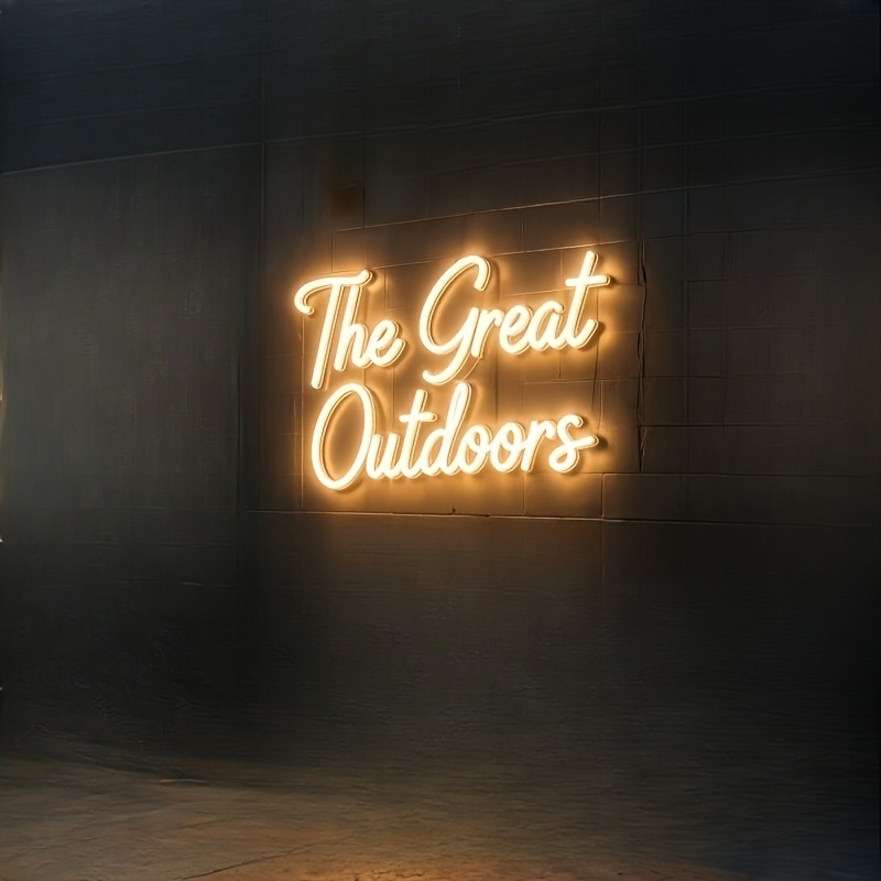 TEMU Customizable Dual-line Text Led Neon Light, Made Of Thickened High- Acrylic Material. Supports Self- Outdoor Slogans And Camping Phrases. A
