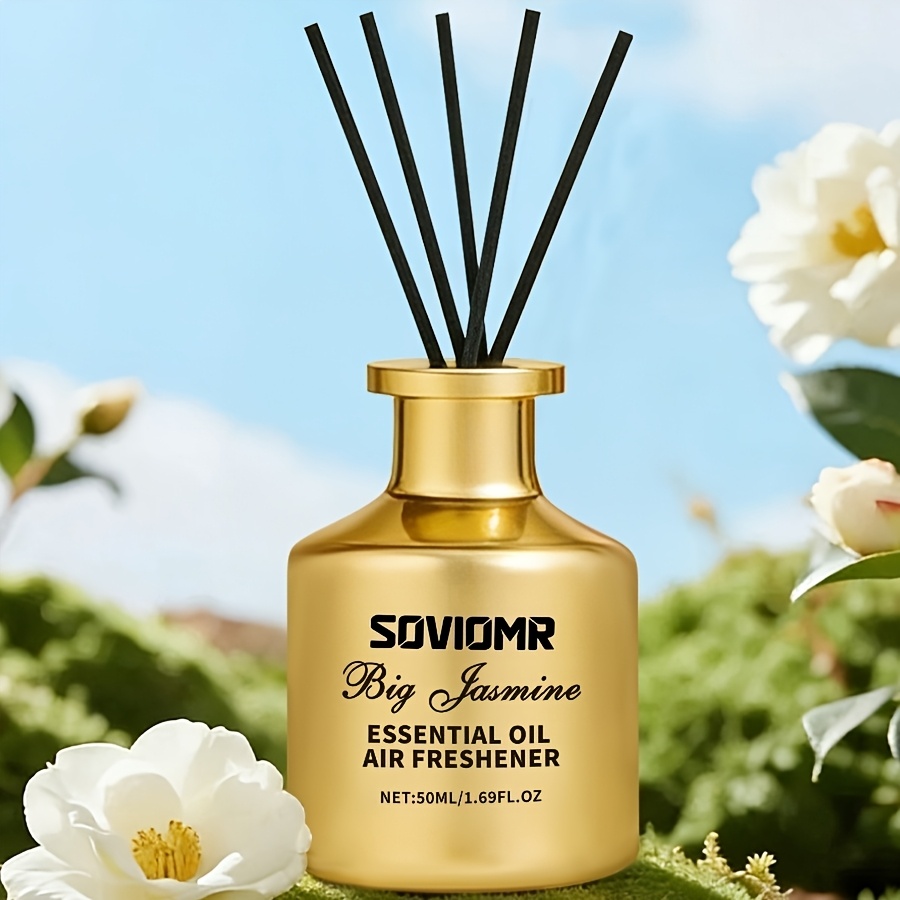 1 Sticlă de Difuzor de Ulei Esențial, Perfect pentru Spații Mari, Acest Odorizant de Aer de Lungă Durată Eliberează un Parfum Plăcut. Disponibil într-o Varietate de Parfumuri, Inclusiv Ocean, Căpșună, Santal, Mașină Nouă, Vanilie și Iasomie, Este un Cadou Ideal