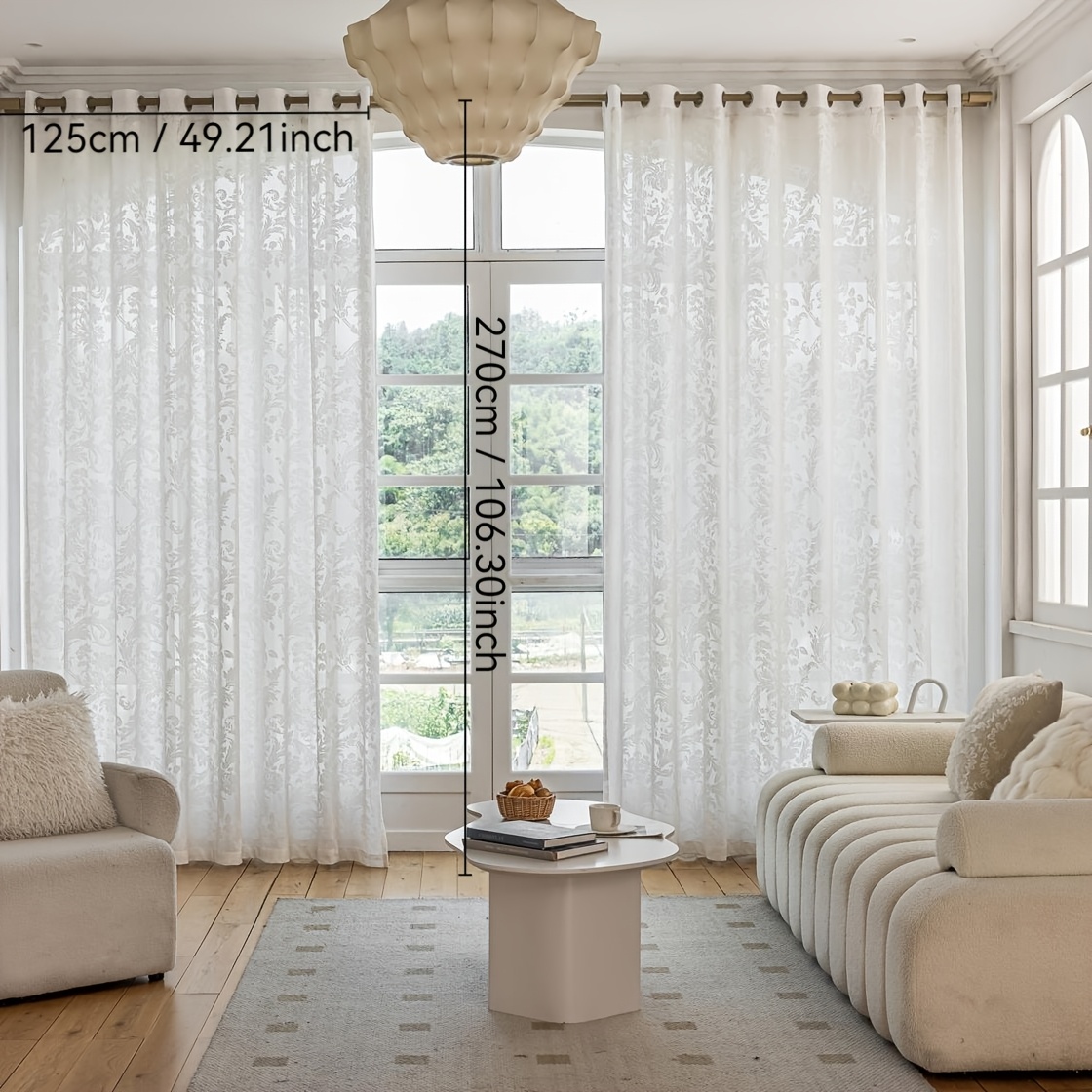 TEMU 2 Vintage-style European Jacquard Curtain With Peony Patterns And Intricate Floral Designs; , Soft-lighting Curtain For Use In Bedrooms With ;