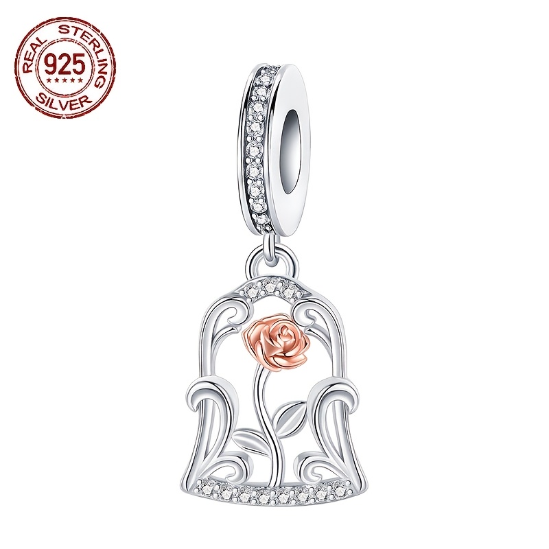 

1pc S925 Pure Silvery Plant Series Rose Pendant For Women, Fashionable And Creative, Suitable For Festivals, Daily Parties, Celebrations, And As A Gift For Couples, Sisters, And On Their Birthdays